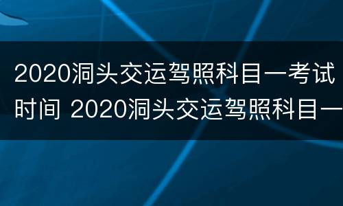 2020洞头交运驾照科目一考试时间 2020洞头交运驾照科目一考试时间表