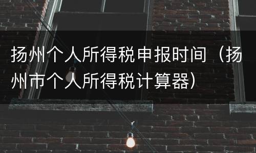 扬州个人所得税申报时间（扬州市个人所得税计算器）