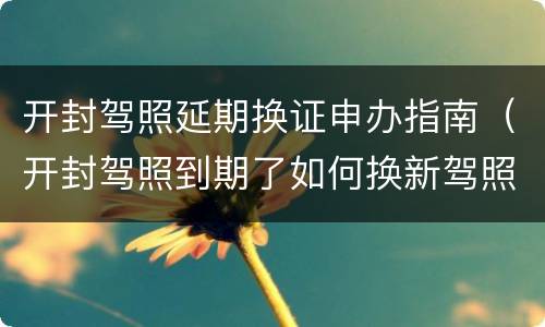 开封驾照延期换证申办指南（开封驾照到期了如何换新驾照）