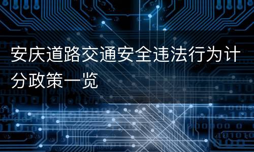 安庆道路交通安全违法行为计分政策一览