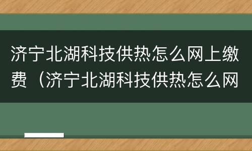 济宁北湖科技供热怎么网上缴费（济宁北湖科技供热怎么网上缴费的）