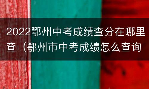 2022鄂州中考成绩查分在哪里查（鄂州市中考成绩怎么查询）