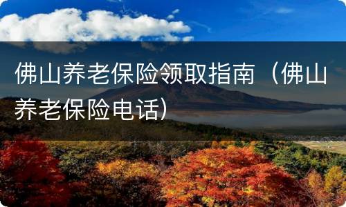 佛山养老保险领取指南（佛山养老保险电话）