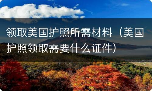 领取美国护照所需材料（美国护照领取需要什么证件）