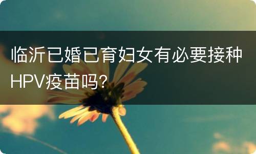 临沂已婚已育妇女有必要接种HPV疫苗吗？