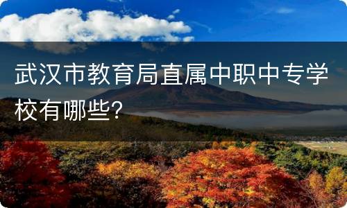武汉市教育局直属中职中专学校有哪些？