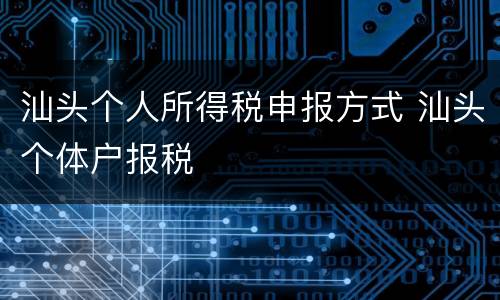 汕头个人所得税申报方式 汕头个体户报税