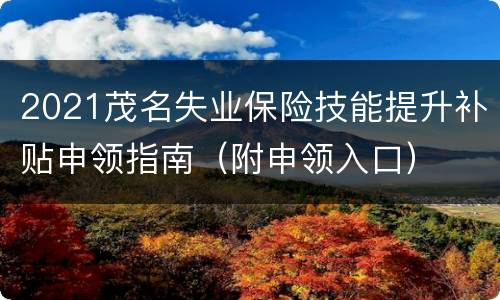 2021茂名失业保险技能提升补贴申领指南（附申领入口）