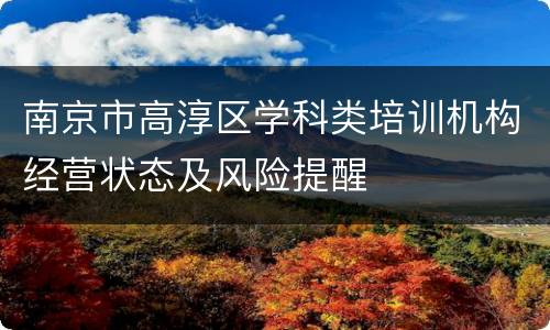 南京市高淳区学科类培训机构经营状态及风险提醒