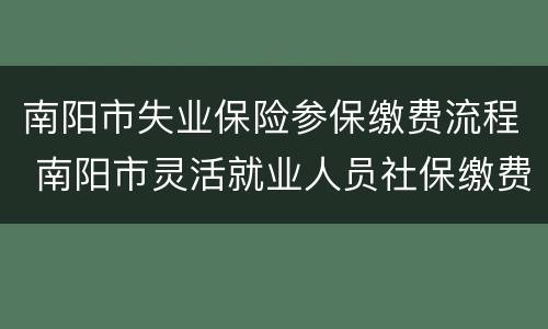 南阳市失业保险参保缴费流程 南阳市灵活就业人员社保缴费