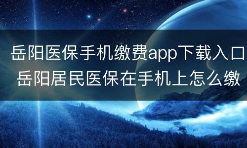 岳阳医保手机缴费app下载入口 岳阳居民医保在手机上怎么缴费