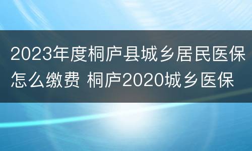 2023年度桐庐县城乡居民医保怎么缴费 桐庐2020城乡医保