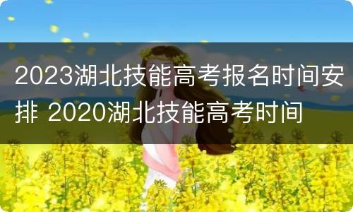 2023湖北技能高考报名时间安排 2020湖北技能高考时间