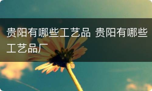 贵阳有哪些工艺品 贵阳有哪些工艺品厂