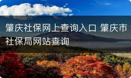肇庆社保网上查询入口 肇庆市社保局网站查询