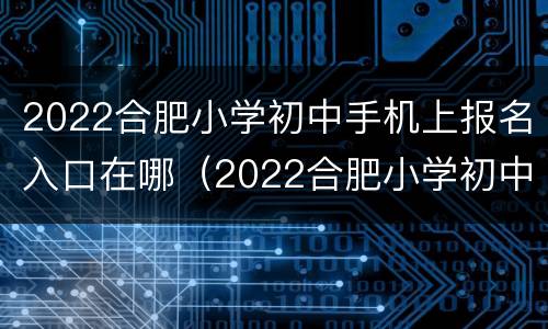 2022合肥小学初中手机上报名入口在哪（2022合肥小学初中手机上报名入口在哪儿）