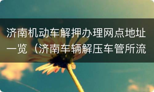 济南机动车解押办理网点地址一览（济南车辆解压车管所流程）