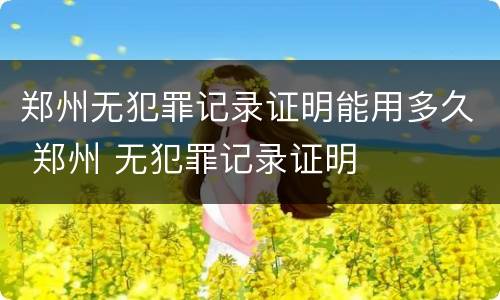 郑州无犯罪记录证明能用多久 郑州 无犯罪记录证明