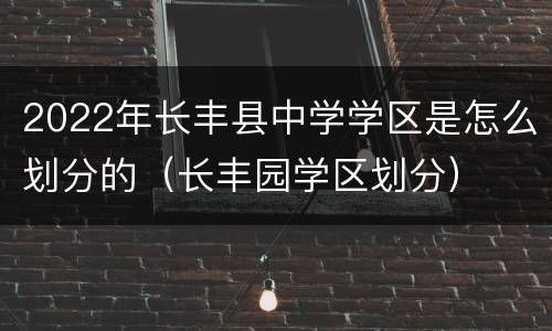 2022年长丰县中学学区是怎么划分的（长丰园学区划分）