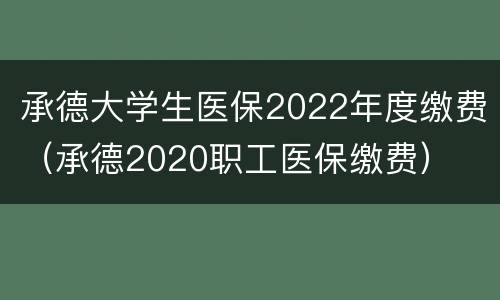 承德大学生医保2022年度缴费（承德2020职工医保缴费）