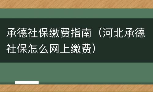 承德社保缴费指南（河北承德社保怎么网上缴费）