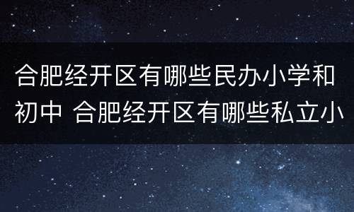 合肥经开区有哪些民办小学和初中 合肥经开区有哪些私立小学
