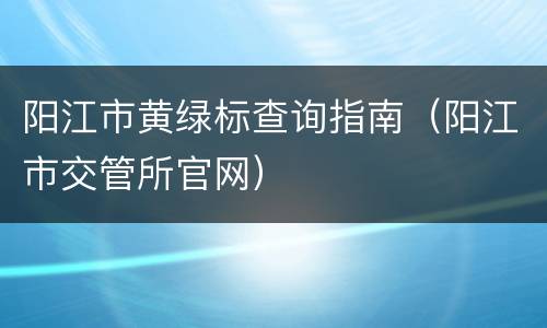 阳江市黄绿标查询指南（阳江市交管所官网）