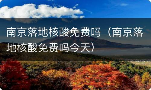 南京落地核酸免费吗（南京落地核酸免费吗今天）