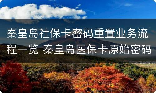秦皇岛社保卡密码重置业务流程一览 秦皇岛医保卡原始密码是多少