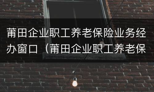 莆田企业职工养老保险业务经办窗口（莆田企业职工养老保险业务经办窗口在哪里）