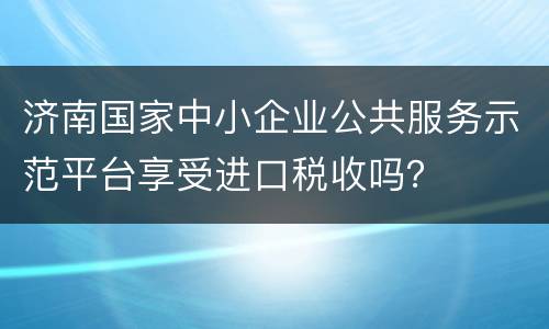济南国家中小企业公共服务示范平台享受进口税收吗？