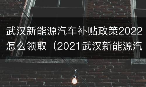 武汉新能源汽车补贴政策2022怎么领取（2021武汉新能源汽车补贴）