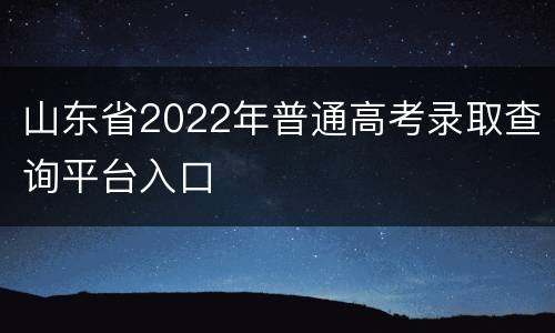山东省2022年普通高考录取查询平台入口