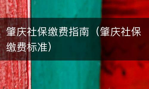 肇庆社保缴费指南（肇庆社保缴费标准）