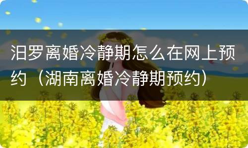 汨罗离婚冷静期怎么在网上预约（湖南离婚冷静期预约）
