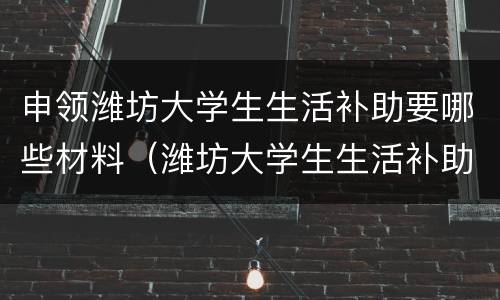 申领潍坊大学生生活补助要哪些材料（潍坊大学生生活补助审核结果公示）