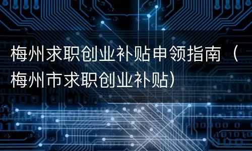 梅州求职创业补贴申领指南（梅州市求职创业补贴）