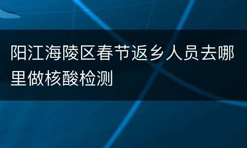 阳江海陵区春节返乡人员去哪里做核酸检测