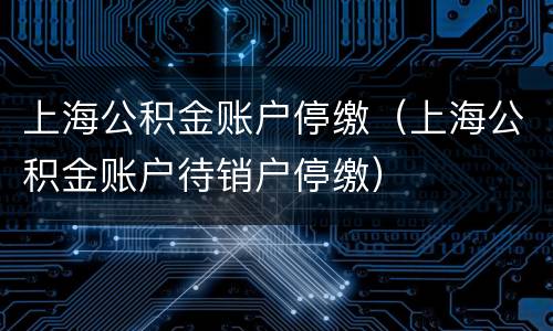 上海公积金账户停缴（上海公积金账户待销户停缴）