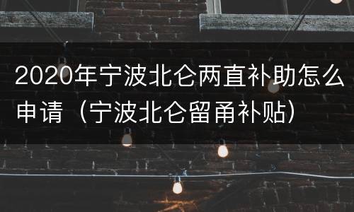 2020年宁波北仑两直补助怎么申请（宁波北仑留甬补贴）