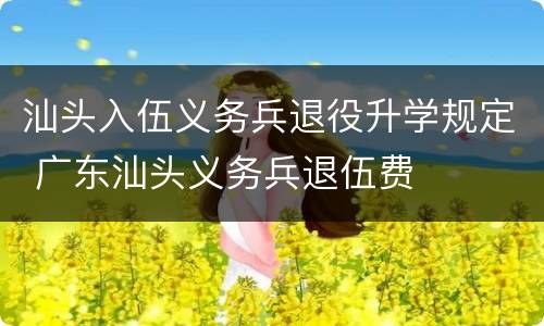 汕头入伍义务兵退役升学规定 广东汕头义务兵退伍费