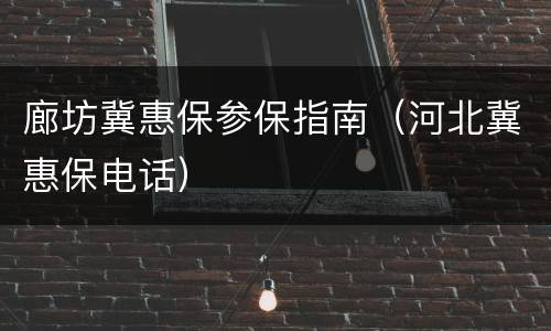 廊坊冀惠保参保指南（河北冀惠保电话）