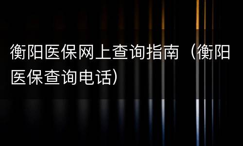 衡阳医保网上查询指南（衡阳医保查询电话）