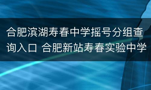 合肥滨湖寿春中学摇号分组查询入口 合肥新站寿春实验中学摇号