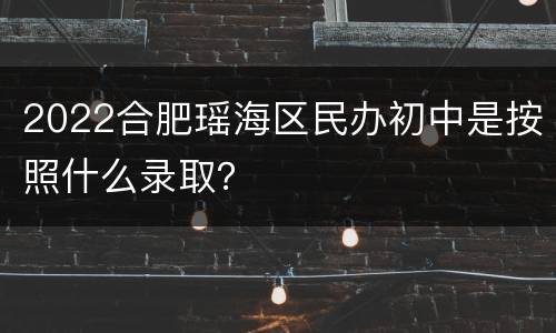 2022合肥瑶海区民办初中是按照什么录取？