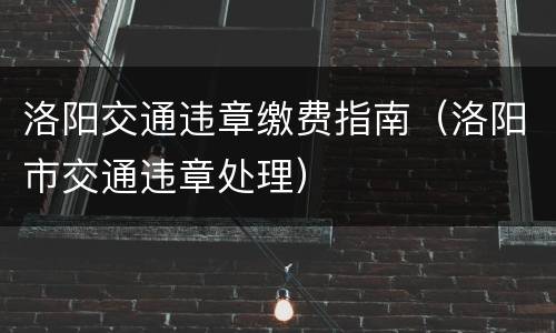 洛阳交通违章缴费指南（洛阳市交通违章处理）