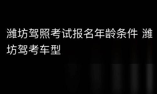 潍坊驾照考试报名年龄条件 潍坊驾考车型