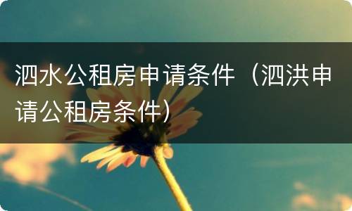 泗水公租房申请条件（泗洪申请公租房条件）