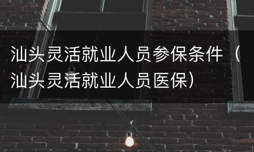 汕头灵活就业人员参保条件（汕头灵活就业人员医保）