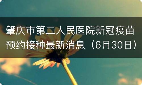 肇庆市第二人民医院新冠疫苗预约接种最新消息（6月30日）